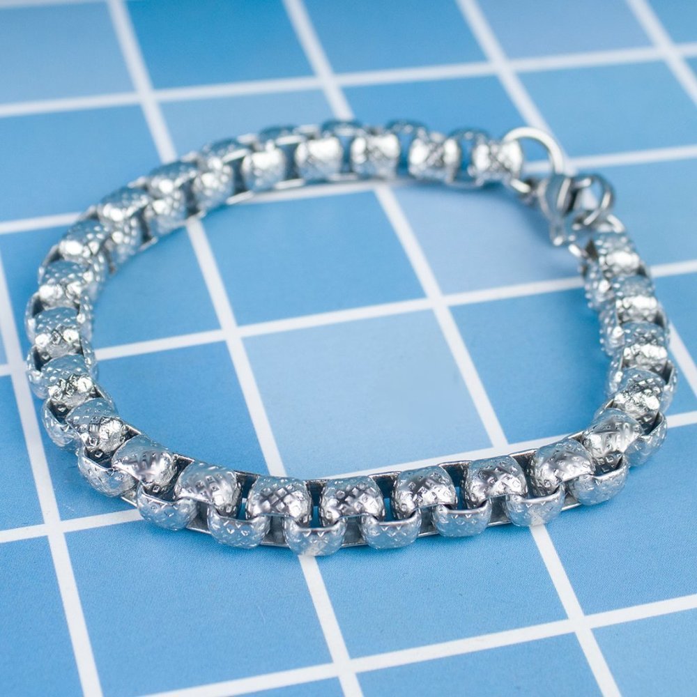 💥 7mm Stainless Steel Venetian Link Chains Unisex Bracelet, BL55590177